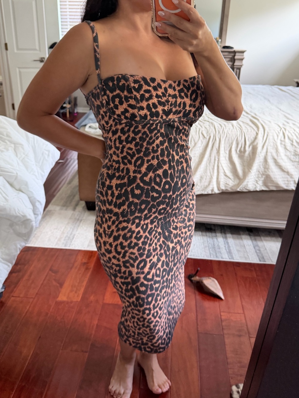 PrettyLittleThing Leopard Print Midi Dress in Tan and Black